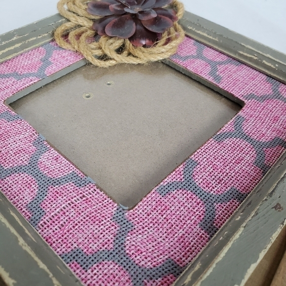 Lot of 2 floral decor wood BoHo photo frames rustic Natural Whimsicle - Picture 12 of 12